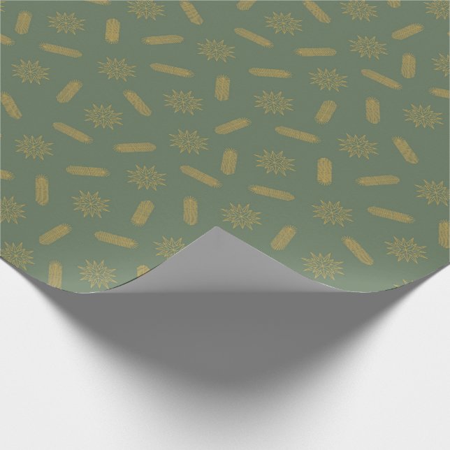 Golden Stars and Tree Brunches Wrapping Paper (Corner)