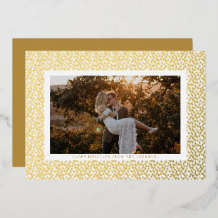 Golden Stars Boho Photo Gold Foil Holiday Card