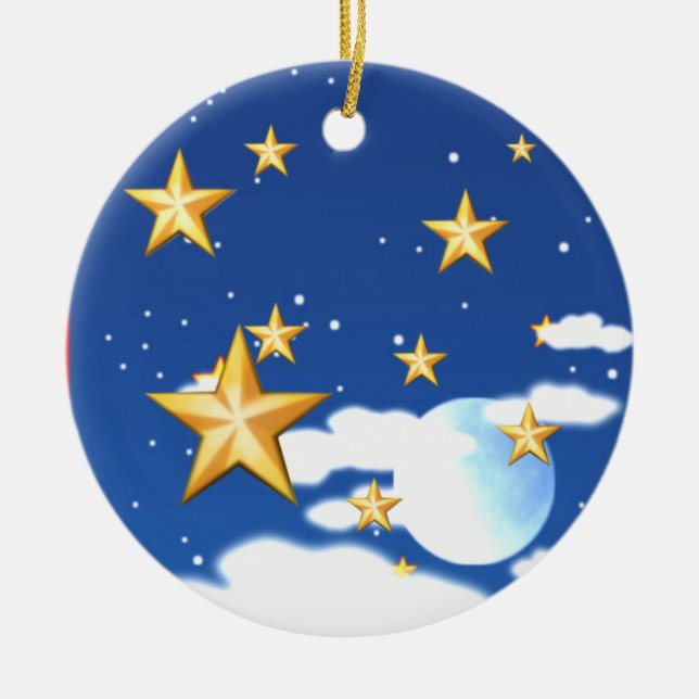 Golden Stars- Ceramic Ornament (Front)