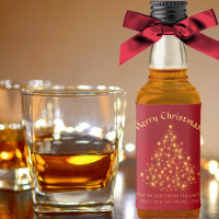 Golden Stars Christmas Tree on Red Mini Holiday