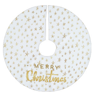 Golden Stars, Elegant, Merry Christmas,  Brushed Polyester Tree Skirt
