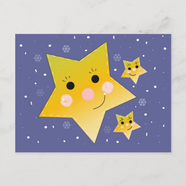 Golden Stars on a Blue Sky Background Postcard (Front)