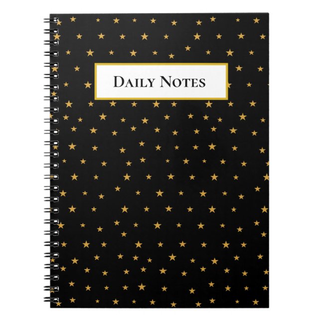 Golden stars on black notebook (Front)
