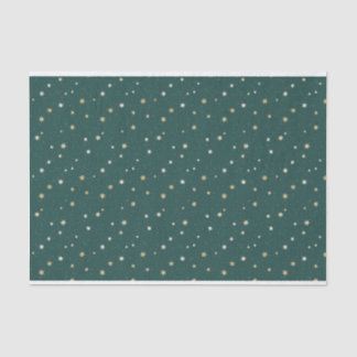 Golden Stars on Green Sky Christmas Tissue Paper