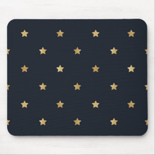 Golden Stars on Midnight Black Mouse Pad