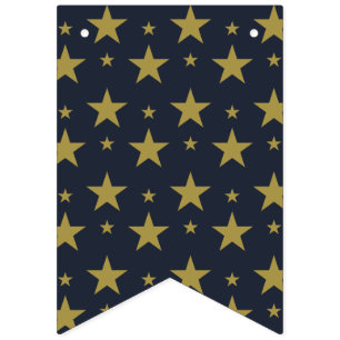 Golden Stars on Navy Blue – Elegant and Timeless Bunting Flags