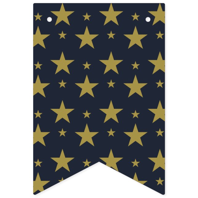 Golden Stars on Navy Blue – Elegant and Timeless Bunting Flags (First Flag)