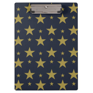 Golden Stars on Navy Blue – Elegant and Timeless Clipboard
