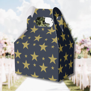 Golden Stars on Navy Blue – Elegant and Timeless Favor Box