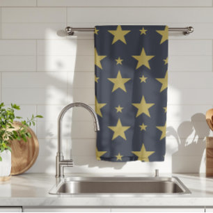 Golden Stars on Navy Blue – Elegant and Timeless Kitchen Towel