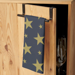 Golden Stars on Navy Blue – Elegant and Timeless Kitchen Towel