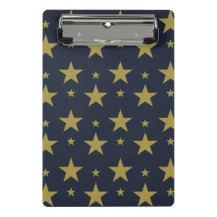 Golden Stars on Navy Blue – Elegant and Timeless Mini Clipboard