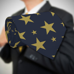 Golden Stars on Navy Blue – Elegant and Timeless Tie