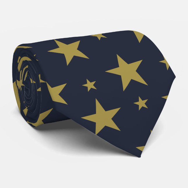 Golden Stars on Navy Blue – Elegant and Timeless Tie (Rolled)