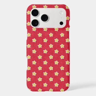 Golden Stars on Red Seamless Pattern
