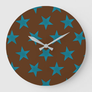 Golden Stars Pattern 16 Large Clock