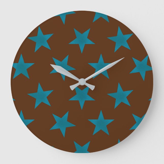 Golden Stars Pattern 16 Large Clock (Front)