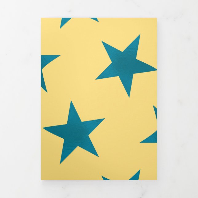 Golden Stars Pattern 18 Tri-Fold Holiday Card (Cover)