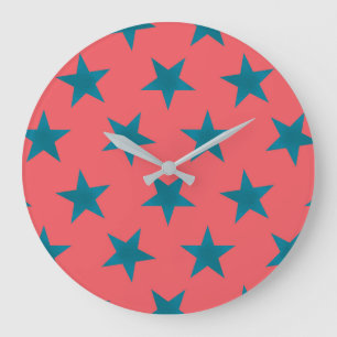 Golden Stars Pattern 19 Large Clock