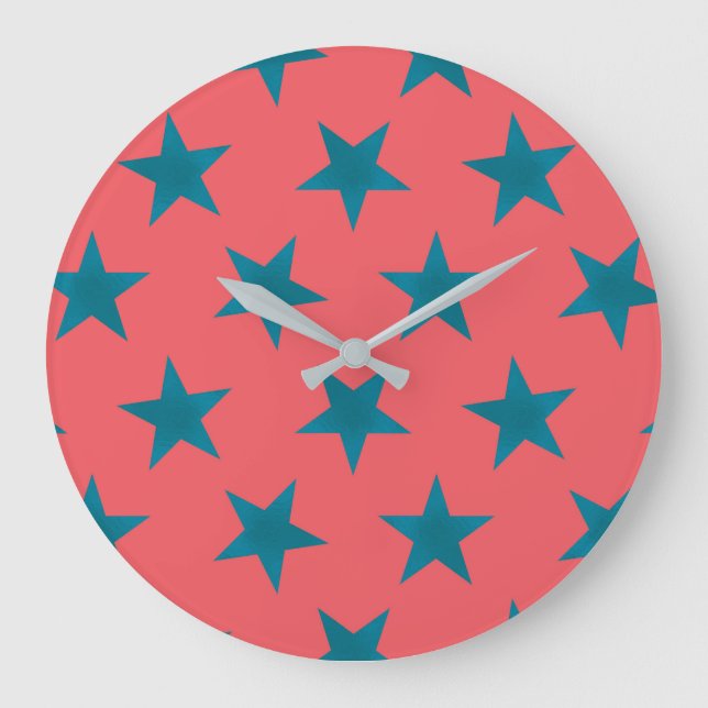 Golden Stars Pattern 19 Large Clock (Front)