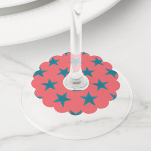Golden Stars Pattern 19 Wine Glass Tag