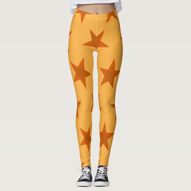 Golden Stars Pattern 2 Leggings (Front)