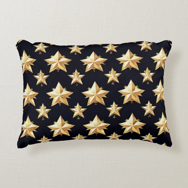 Golden stars pattern accent pillow (Front)