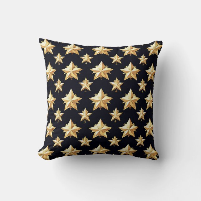 Golden stars pattern throw pillow (Front)
