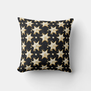 Golden stars pattern throw pillow
