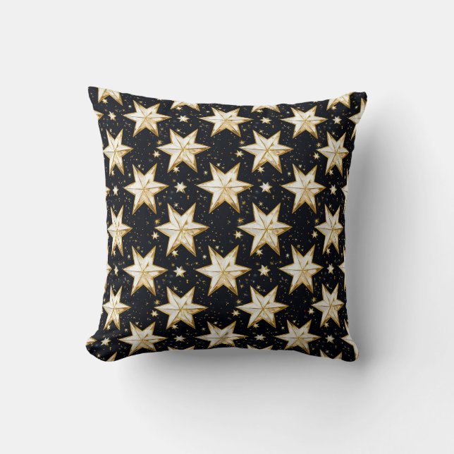 Golden stars pattern throw pillow (Front)