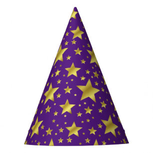 Golden Stars Purple Party Hat