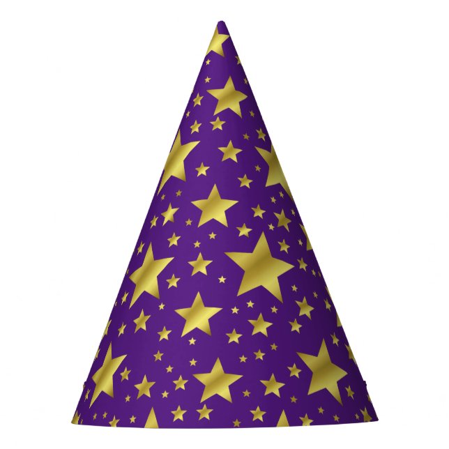 Golden Stars Purple Party Hat (Front)