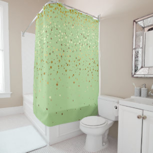 Golden Stars Shower Curtain in Honeydew