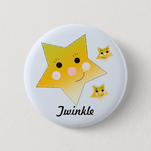 Golden Stars - Twinkle 2 Inch Round Button (Front)
