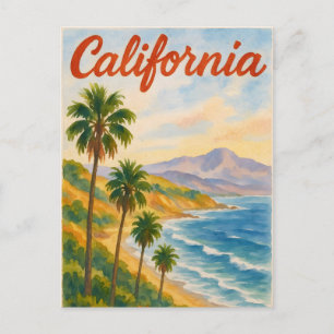 Golden State Dreams: Vintage California Watercolor Postcard