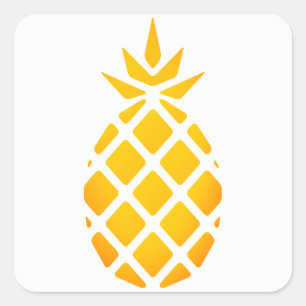 Golden Stencil Hawaiian Pineapple Square Sticker