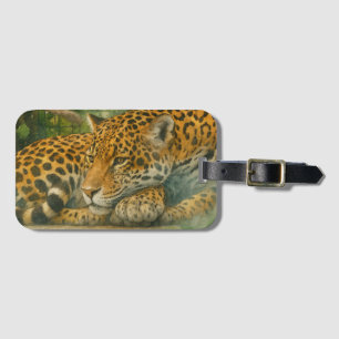 Golden Stillness – Resting Leopard in Foliage Luggage Tag
