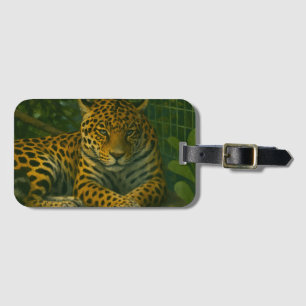 Golden Stillness – Resting Leopard in Foliage Luggage Tag