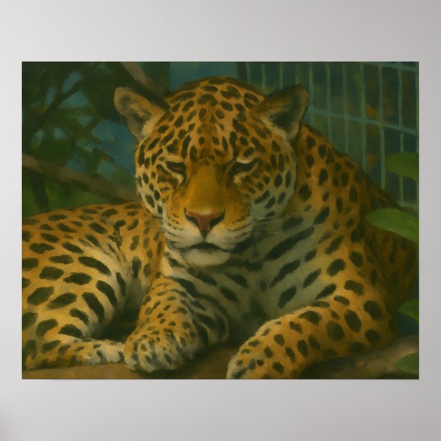 Golden Stillness – Resting Leopard in Foliage Poster (Front)
