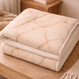 Golden Stone Veins Sherpa Blanket