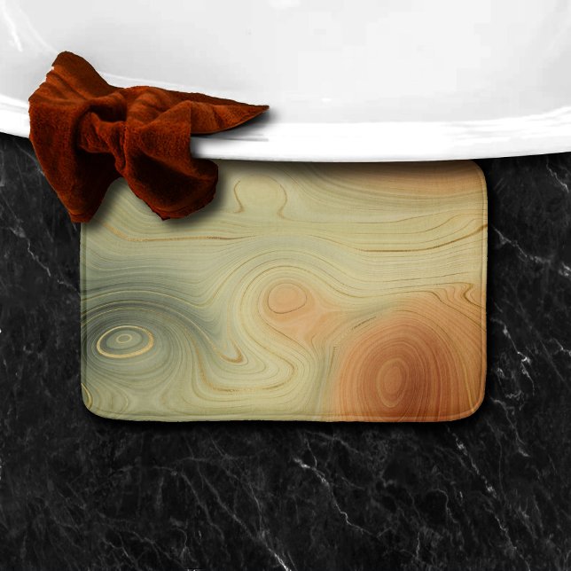 Golden Strata | Peach Burnt Orange Green Agate Bath Mat (Creator Uploaded)