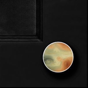 Golden Strata Peach Burnt Orange Green Agate Ceramic Knob