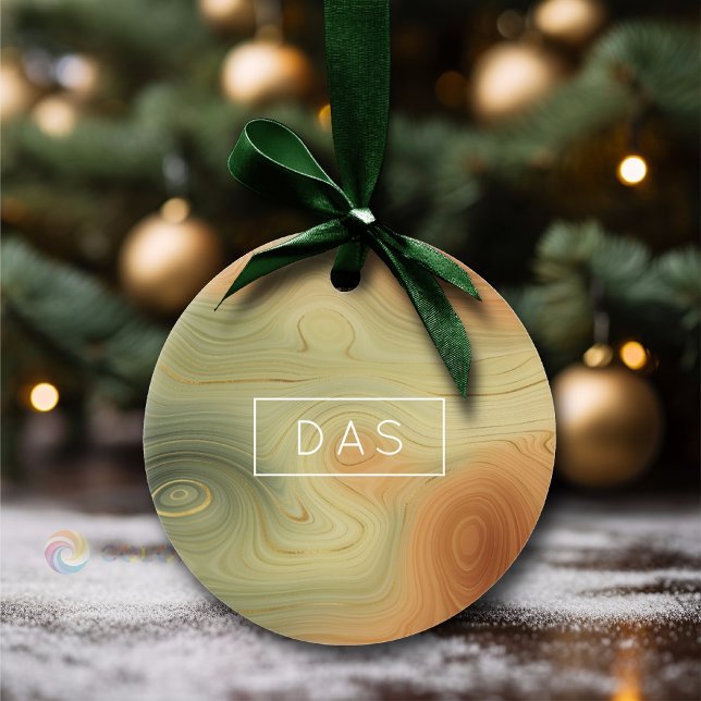 Golden Strata | Peach Burnt Orange Green Agate Ceramic Ornament (Creator Uploaded)
