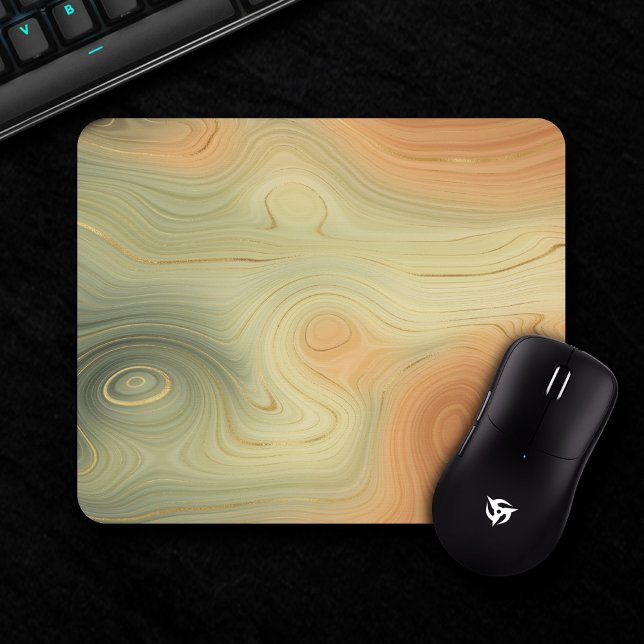 Golden Strata | Peach Burnt Orange Green Agate Mouse Pad (Creator Uploaded)