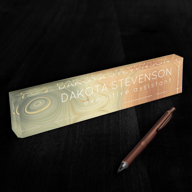 Golden Strata | Peach Burnt Orange Green Agate Nameplate (Creator Uploaded)