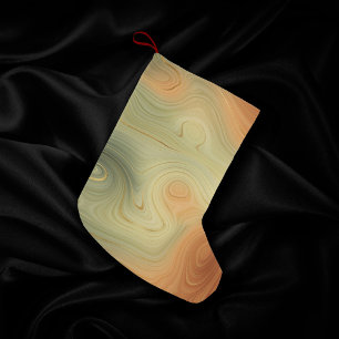 Golden Strata   Peach Burnt Orange Green Agate Small Christmas Stocking