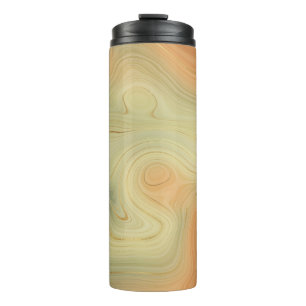 Golden Strata   Peach Burnt Orange Green Agate Thermal Tumbler