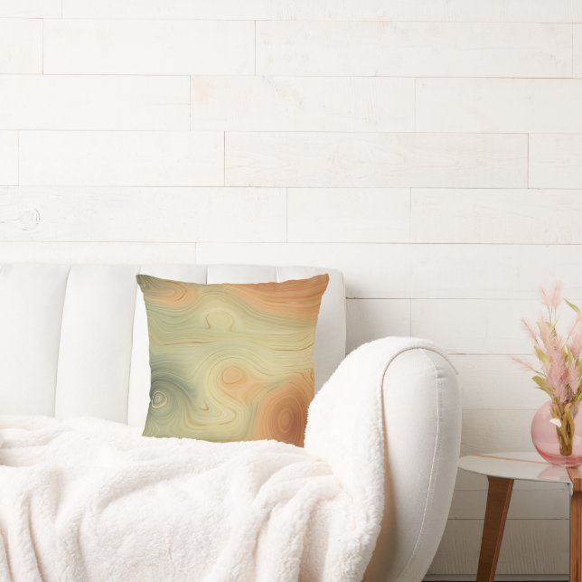 Golden Strata | Peach Burnt Orange Green Agate Throw Pillow (Couch)