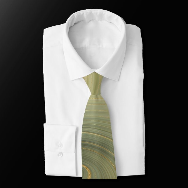 Golden Strata | Peach Burnt Orange Green Agate Tie (Creator Uploaded)