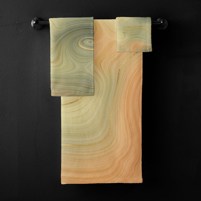 Golden Strata | Pêche Brûlée Orange Vert Agate (Créateur téléchargé)